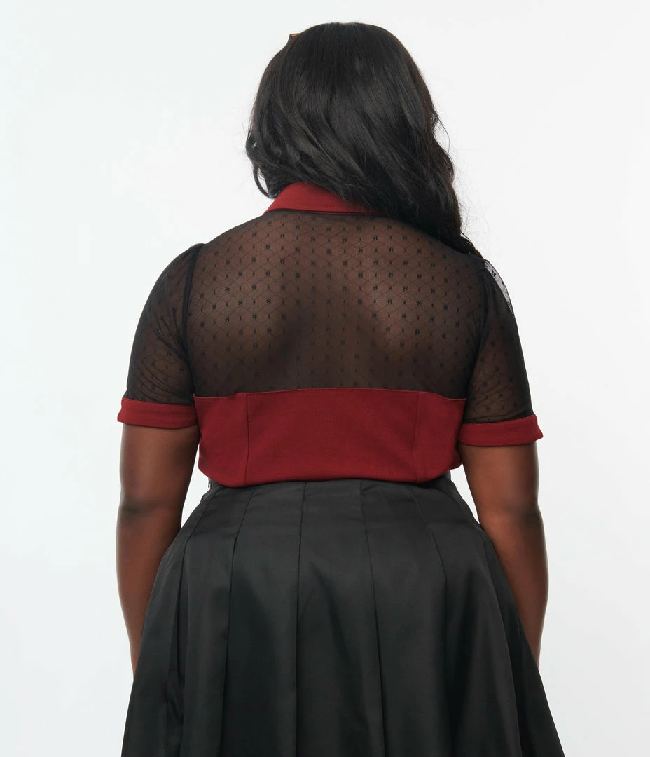 Unique Vintage Plus Size Burgundy Addison Blouse