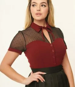 Unique Vintage Burgundy Addison Blouse Trending