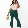 Unique Vintage Plus Size Dark Green Majors Flare Pants Sale