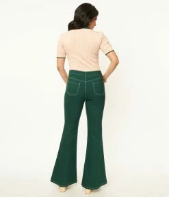 Unique Vintage Dark Green Majors Flare Pants Sale
