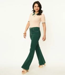 Unique Vintage Dark Green Majors Flare Pants Sale