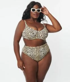 Kingdom & State Plus Size Leopard Print Swim Top Swimwear