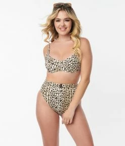 Kingdom & State Leopard Print Swim Top Swimwear