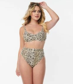 Kingdom & State Leopard Print Swim Top Swimwear