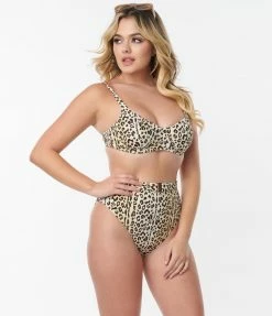 Kingdom & State Leopard Print Swim Top Swimwear
