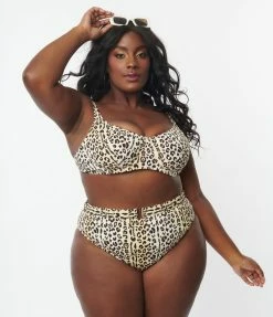 Kingdom & State Plus Size Leopard Print Swim Top Swimwear