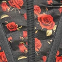 Daisy Corsets Black & Red Rose Print Open Cup Corset
