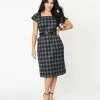 SHEEN Clothing Ltd Sale Black Plaid Celine Dress