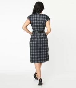 SHEEN Clothing Ltd Sale Black Plaid Celine Dress