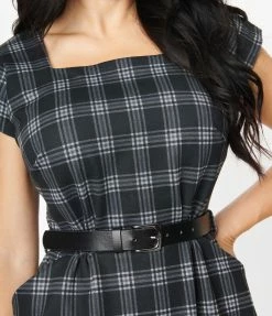 SHEEN Clothing Ltd Sale Black Plaid Celine Dress