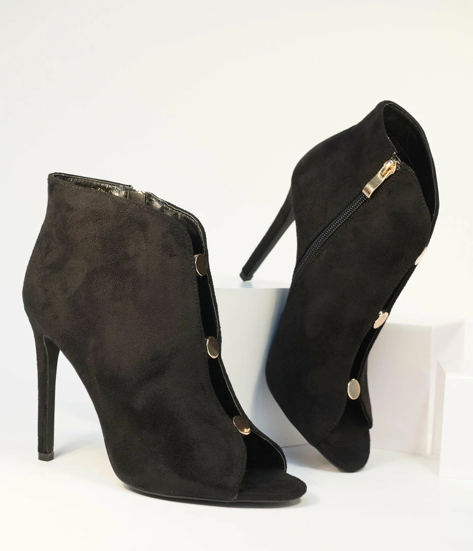DDK FOOTWEAR, INC Boots Black Peep Toe Stiletto Booties
