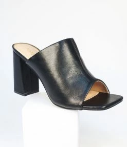 DDK FOOTWEAR, INC Black Peep Toe Mule Heels