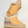 DDK FOOTWEAR, INC Tan Suede & Multicolor Chevron Wedges