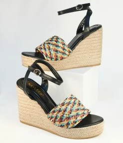 DDK FOOTWEAR, INC Rainbow Woven Espadrille Wedge Sandals Heels & Wedges