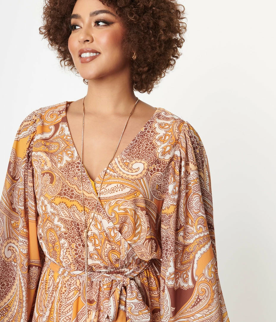Flying Tomato Mustard Paisley Print Maxi Dress Sale