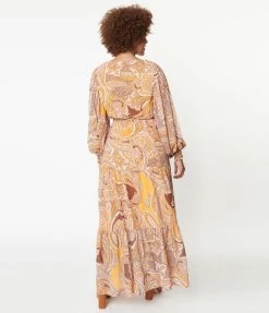 Flying Tomato Mustard Paisley Print Maxi Dress Sale