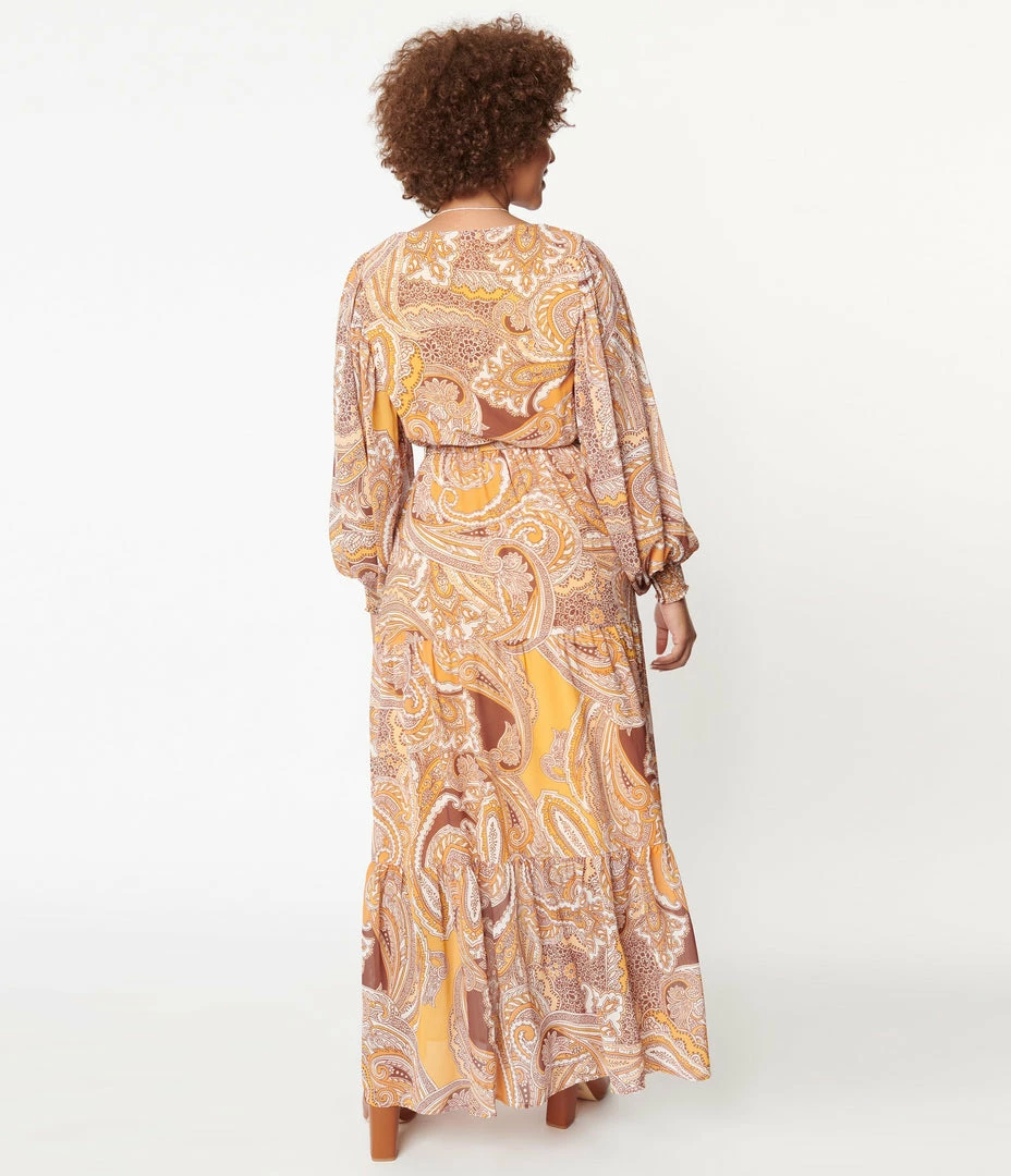 Flying Tomato Mustard Paisley Print Maxi Dress Sale