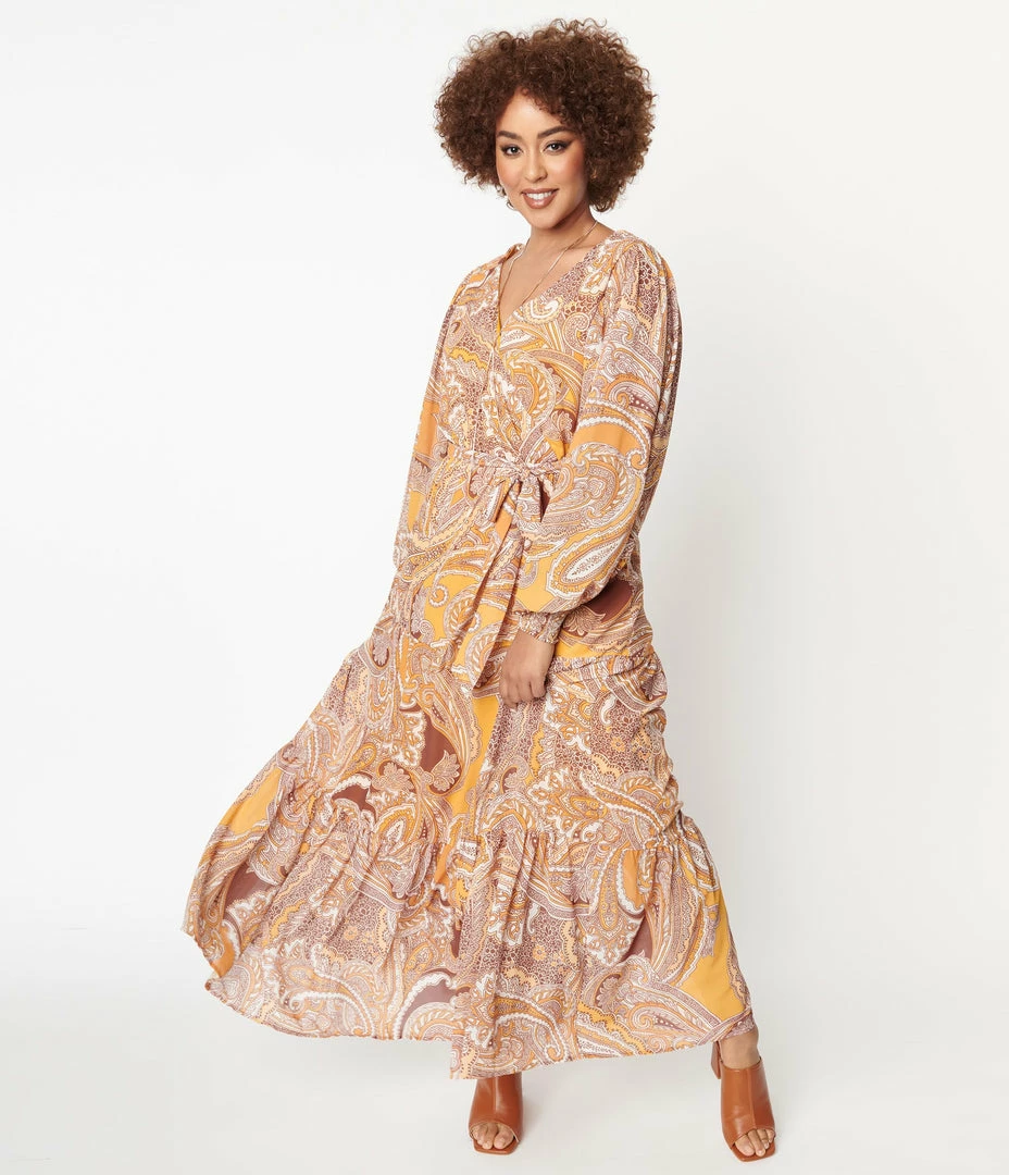 Flying Tomato Mustard Paisley Print Maxi Dress Sale