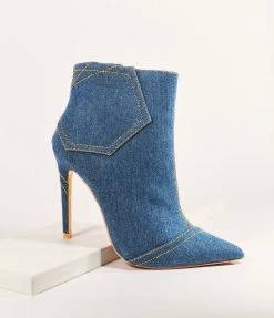 DDK FOOTWEAR, INC Denim Stiletto Booties