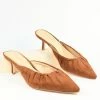 DDK FOOTWEAR, INC Camel Suede Gathered Mule Heels