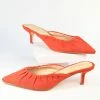 DDK FOOTWEAR, INC Red Suede Gathered Mule Heels Heels & Wedges