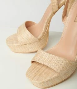 DDK FOOTWEAR, INC Heels & Wedges Beige Rattan Platform Heel