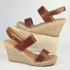 DDK FOOTWEAR, INC Brown Leatherette Espadrille Wedge Sandals Heels & Wedges