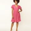 SHEEN Clothing Ltd Pink & White Polka Dot Maia Flare Dress Sale