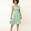SHEEN Clothing Ltd Mint & White Floral Swing Dress Sale