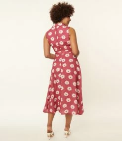 SHEEN Clothing Ltd Pink & White Floral Print Midi Dress Sale