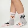 Yellow Owl Workshop Pink Future Is Feline Crew Socks