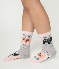 Yellow Owl Workshop Pink Future Is Feline Crew Socks