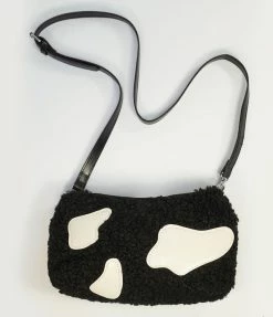 Ana Accessories Black & White Cow Fabric Handbag Handbags