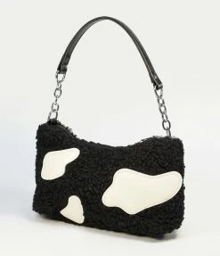 Ana Accessories Black & White Cow Fabric Handbag Handbags
