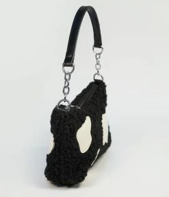 Ana Accessories Black & White Cow Fabric Handbag Handbags