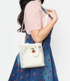 Ana Accessories White Net Mini Tote Handbags