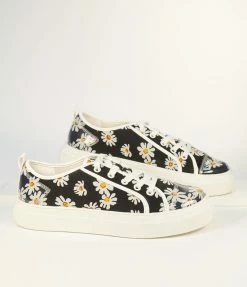 Matisse Black Daisy Print Platform Sneakers