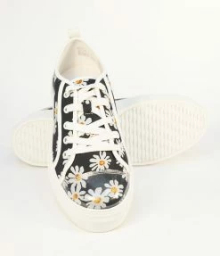 Matisse Black Daisy Print Platform Sneakers