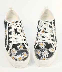 Matisse Black Daisy Print Platform Sneakers