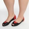 Ellie Shoes Bettie Page Black & Red Heart Peep Toe Flats