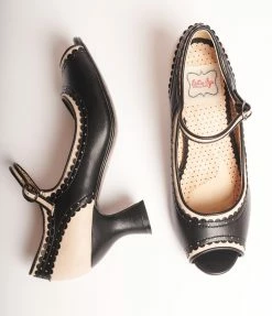 Ellie Shoes Trending Bettie Page Black & Nude Peep Toe Lydia Heels