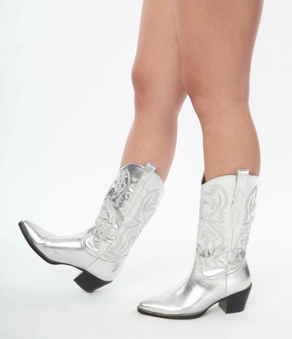Billini Silver Metallic Cowboy Boot