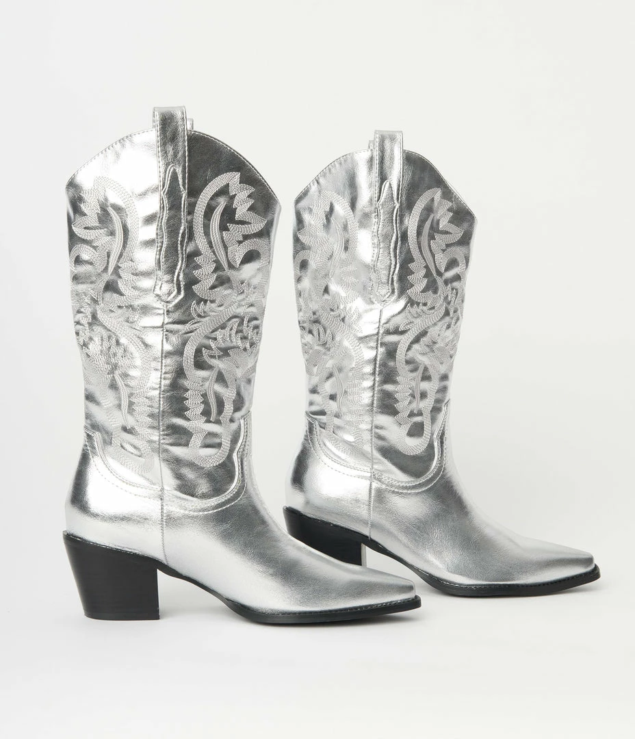 Billini Silver Metallic Cowboy Boot