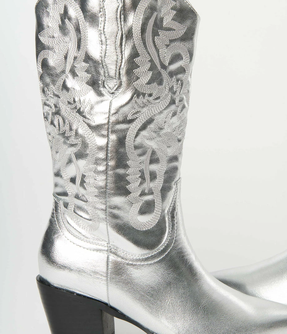 Billini Silver Metallic Cowboy Boot