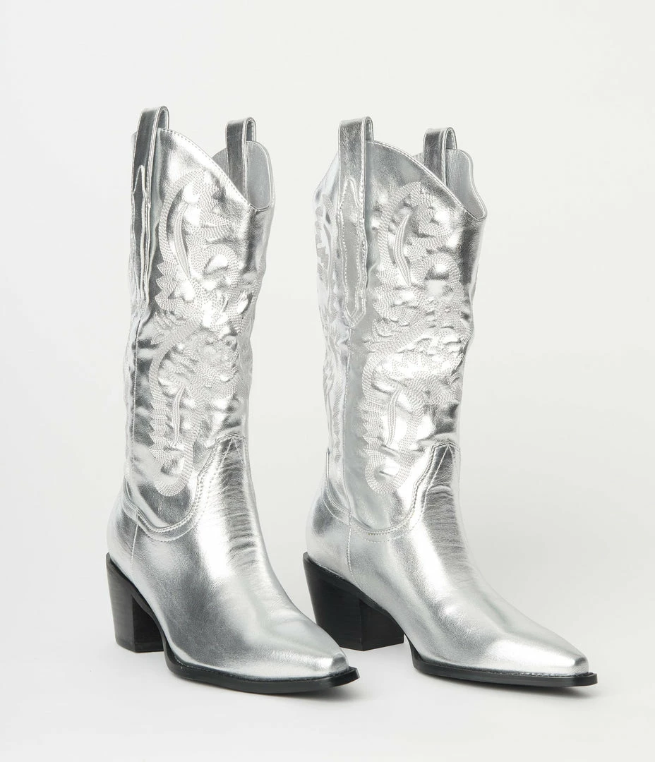 Billini Silver Metallic Cowboy Boot