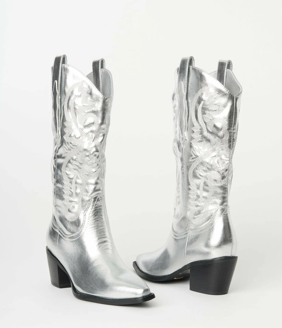 Billini Silver Metallic Cowboy Boot