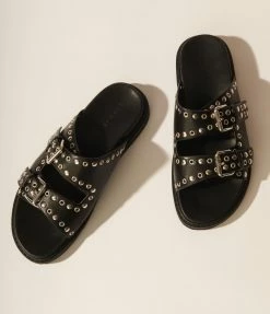 Billini Black Studded Slide Sandals Shoes