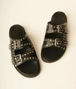 Billini Black Studded Slide Sandals Shoes