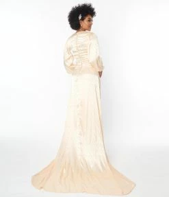 SHEEN Clothing Ltd Champagne Embossed Satin Tianna Bridal Gown Wedding