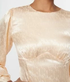 SHEEN Clothing Ltd Champagne Embossed Satin Tianna Bridal Gown Wedding